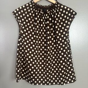 Ann Taylor factory Brown and Cream Polka Dot Blouse office career wear size xs